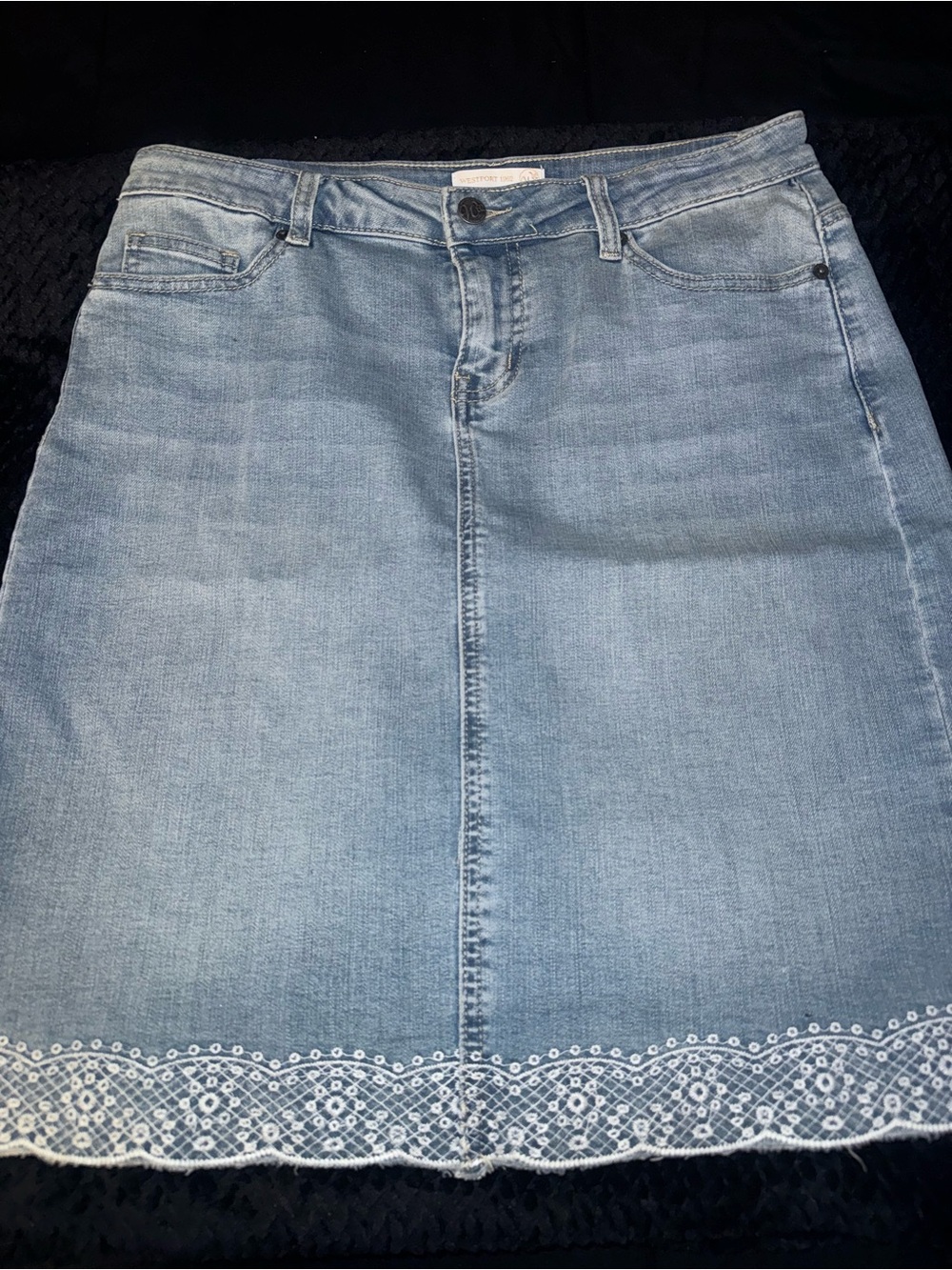Westport Light Blue Denim Skirt with Contrast Stitching